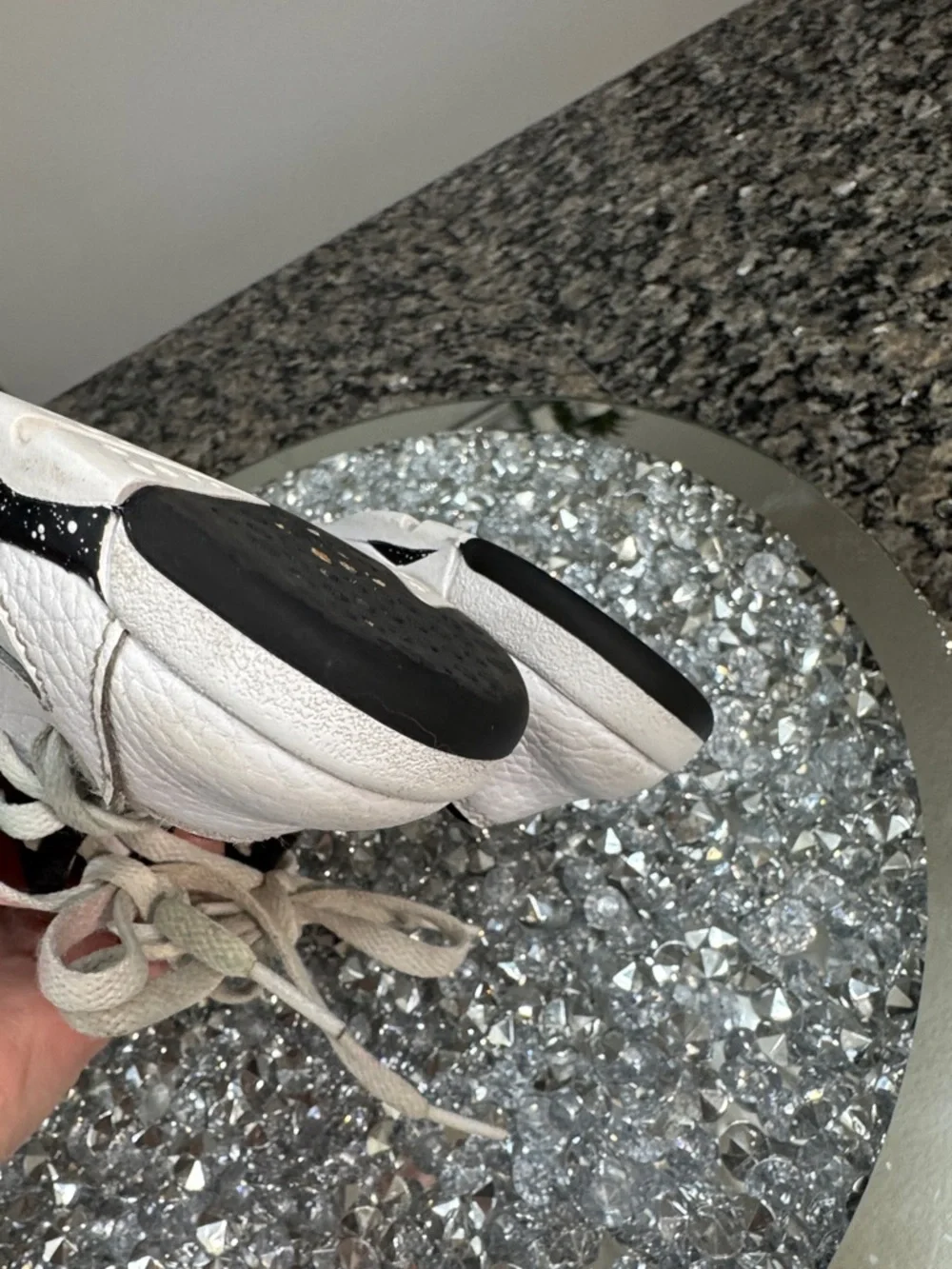 Jordan Kids' White and Black High-Top Sneakers with Speckled Midsole 9C